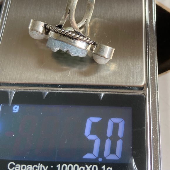 Druzy raw labradorite and moonstone triplet sterling silver ring - Picture 4 of 6